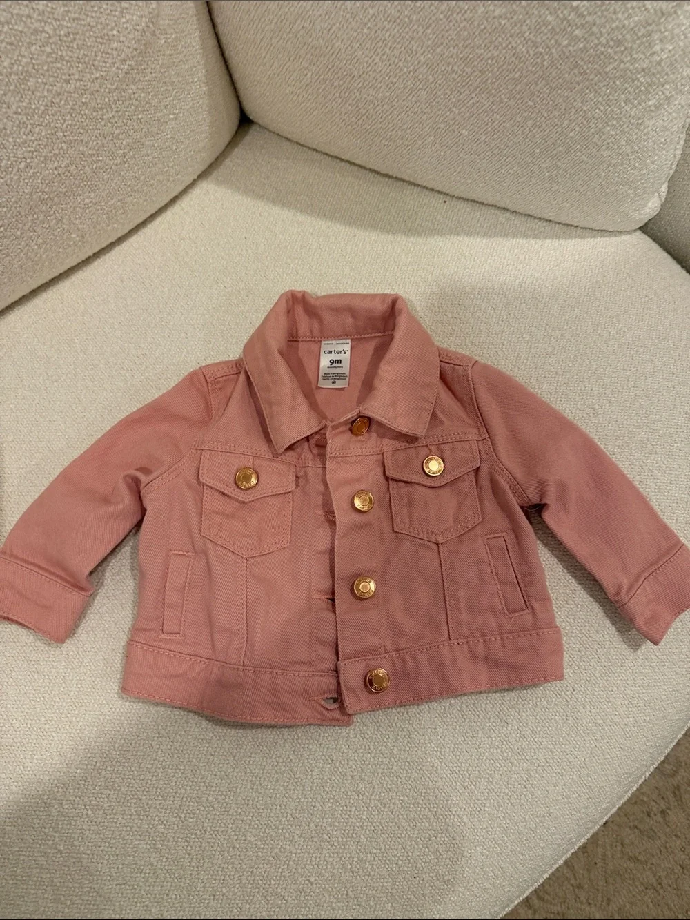 Carter's Dusty Rose Denim Jacket with Gold Buttons